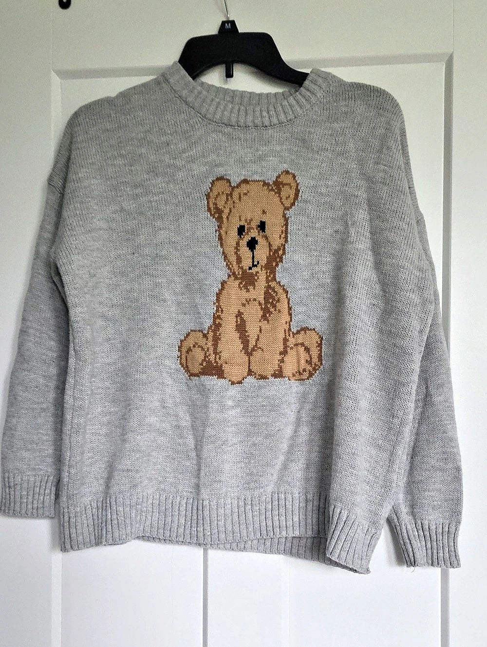 Gray Teddy Bear Crewneck Sweater Like New